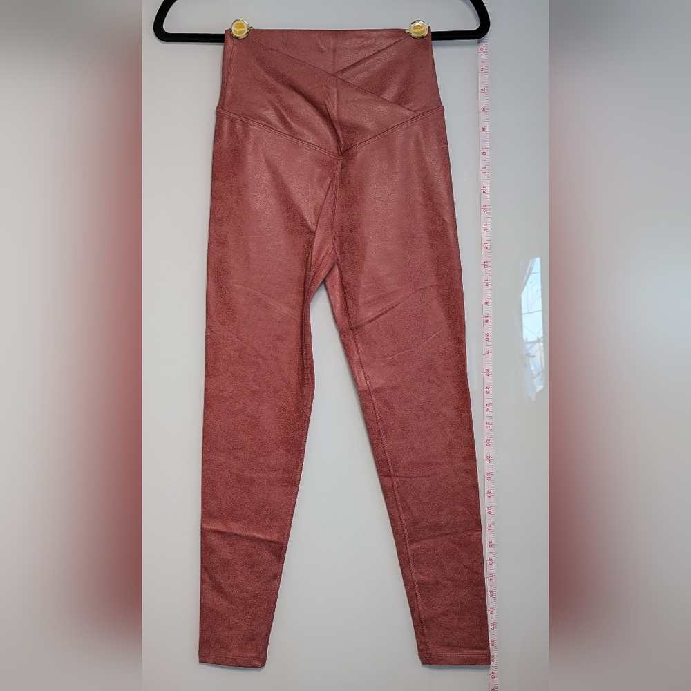Aerie Metallic Pink Crackle Crossover Leggings